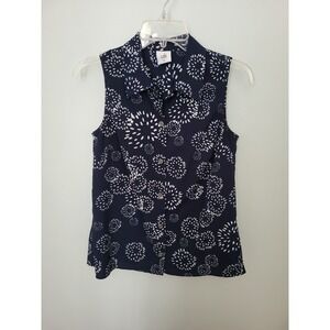 Cabi Dandelion Wish Women XS‎ Sleeveless Button Front Blouse Top Blue Peplum